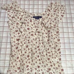 Miley Cyrus Cream and Red Floral Blouse